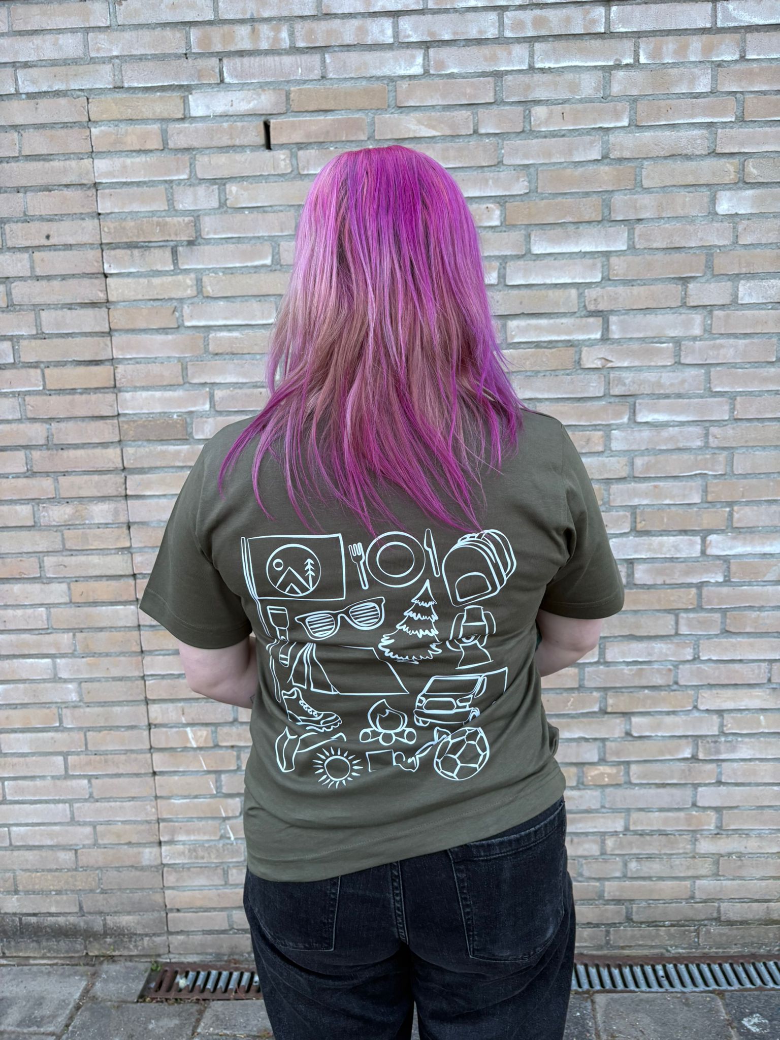 Doodle T-shirt 'Khaki'